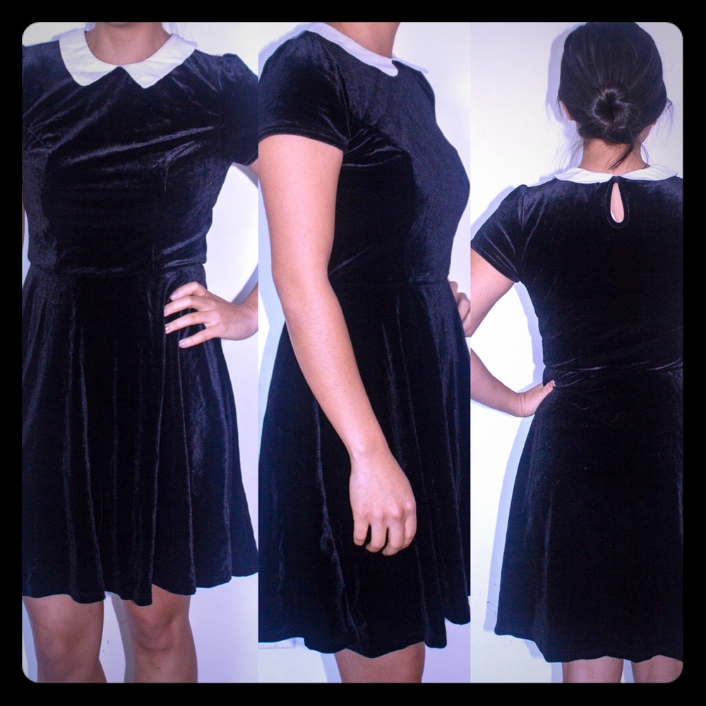 Velvet Peter Pan collar dress